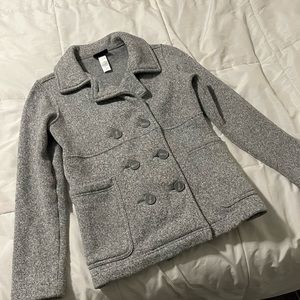 Patagonia Womens Medium Sweater Pea Coat Jacket Gray Button Up Pockets